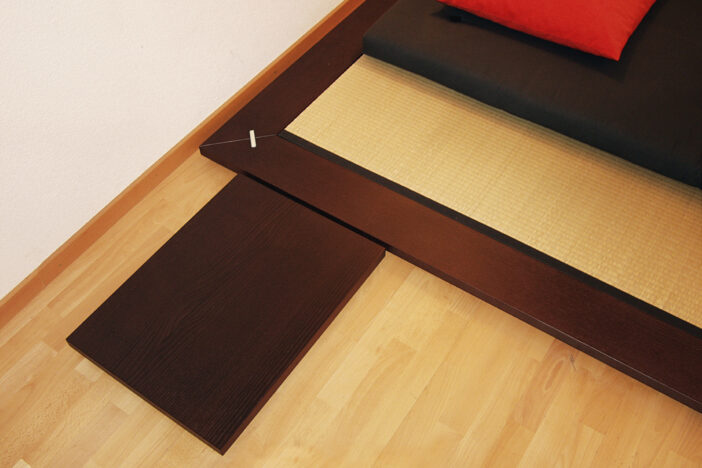 tatami bettrahmen nachttisch esche drotbraun über eck
